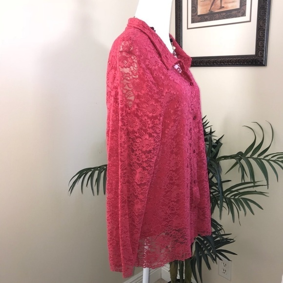 Dialogue 2pc Lace Long Sleeve Blouse & Tank Set 1X - Picture 5 of 8